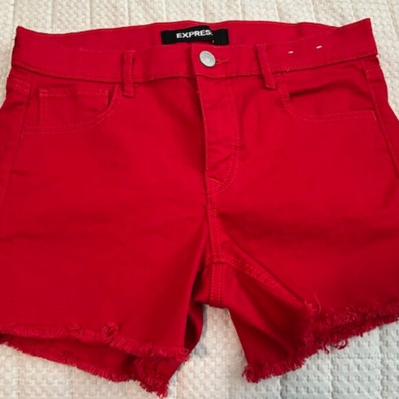 Express Red Denim Shorts - Picture 1 of 2
